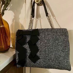 Kate Spade Black and Gray Tweed Shoulder Bag EUC